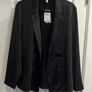 Como‎ Vintage Black Satin Blazer 3X